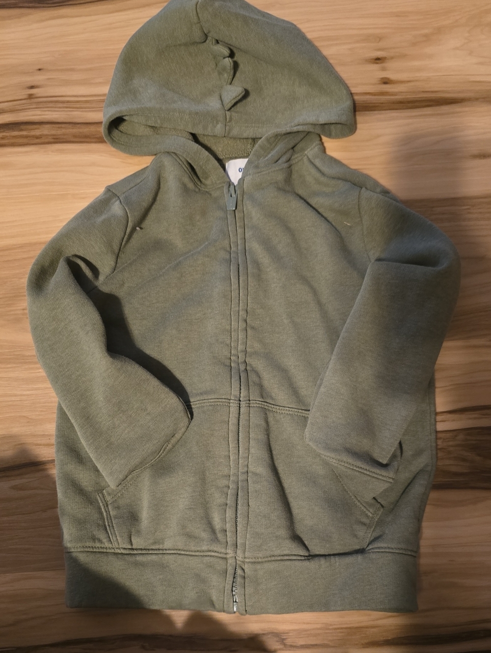 old Navy 5T Olive Green Zip Dino Hoodie